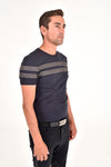 Men's Cotton T-Shirt w/ Embossed Logo - Navy