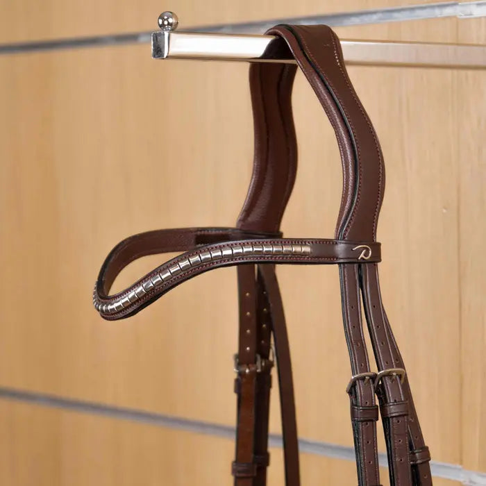 New English Silver Clincher Browband - Brown