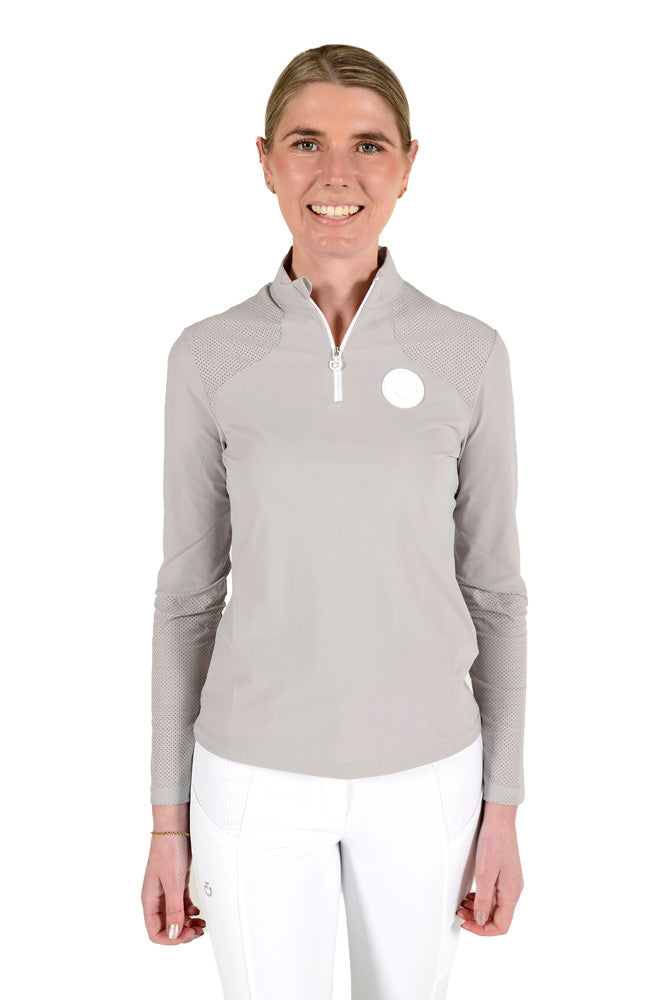 Perforated Insert L/S Training Polo - Light Grey