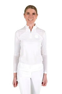 Perforated Insert L/S Training Polo - White