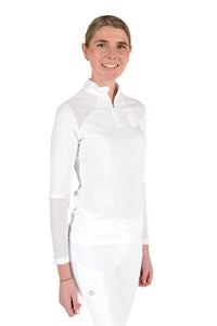 Perforated Insert L/S Training Polo - White