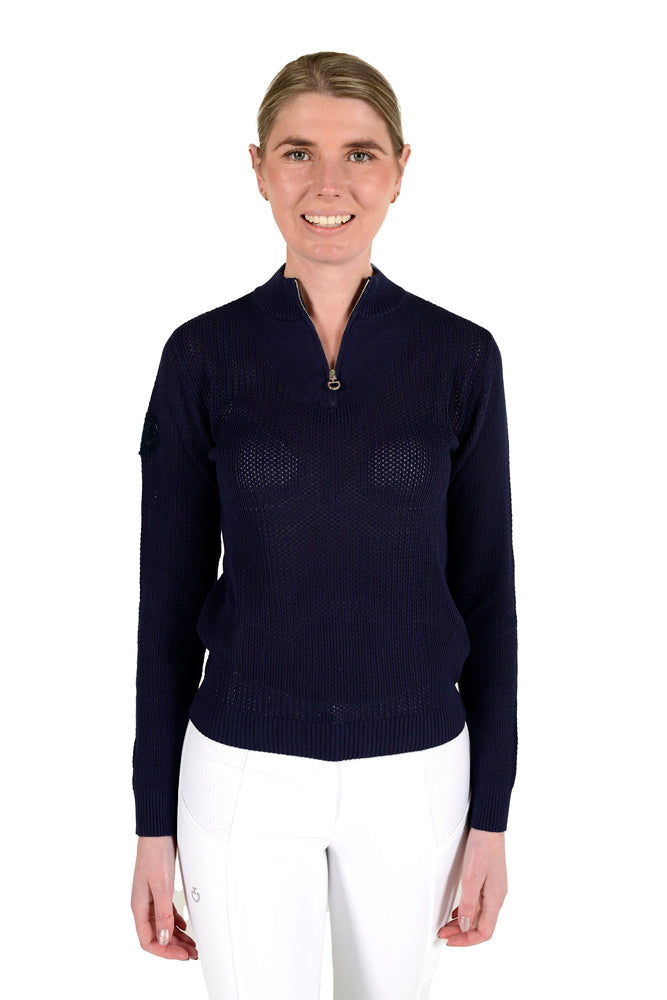 Cotton Knit Half Zip - Navy