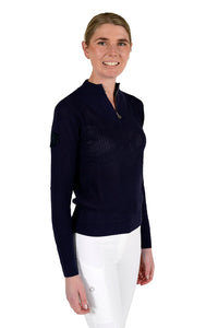 Cotton Knit Half Zip - Navy