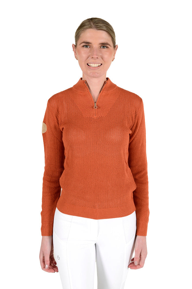 Cotton Knit Half Zip - Terracotta