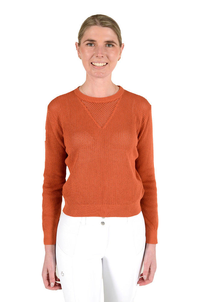 Cotton Crew Neck Sweater - Terracotta