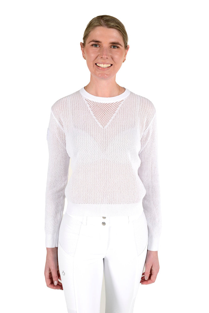 Cotton Crew Neck Sweater - White