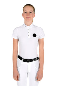 Girl's S/S Button Competition Polo - White