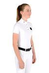 Girl's S/S Button Competition Polo - White