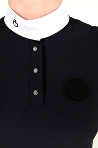 Girl's S/S Button Competition Polo - Navy