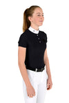 Girl's S/S Button Competition Polo - Navy