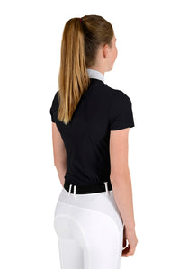 Girl's S/S Button Competition Polo - Navy