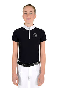 Girl's Jersey S/S Competition Polo - Navy