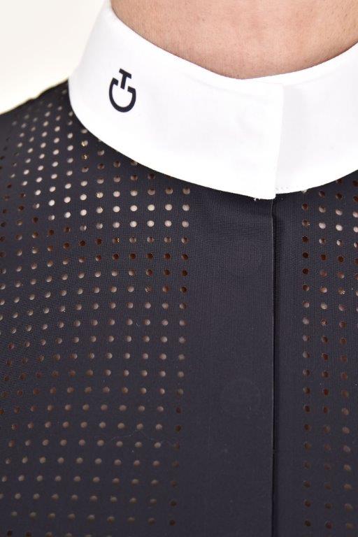 Perforated Bib S/S Shirt - Navy