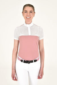 Perforated Jacquard Zip Shirt - Dusty Rose