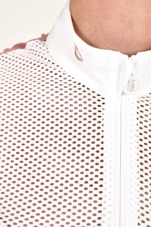 Perforated Jacquard Zip Shirt - Dusty Rose