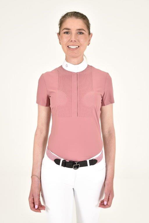 Perforated Bib S/S Shirt - Dusty Rose