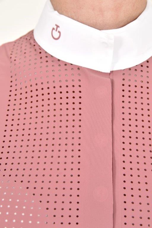 Perforated Bib S/S Shirt - Dusty Rose