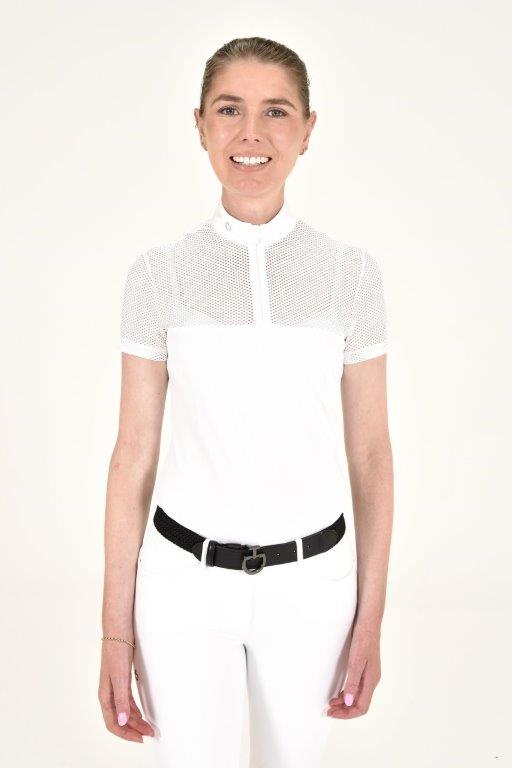 Perforated Jacquard Zip Shirt - White