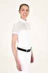 Perforated Jacquard Zip Shirt - White