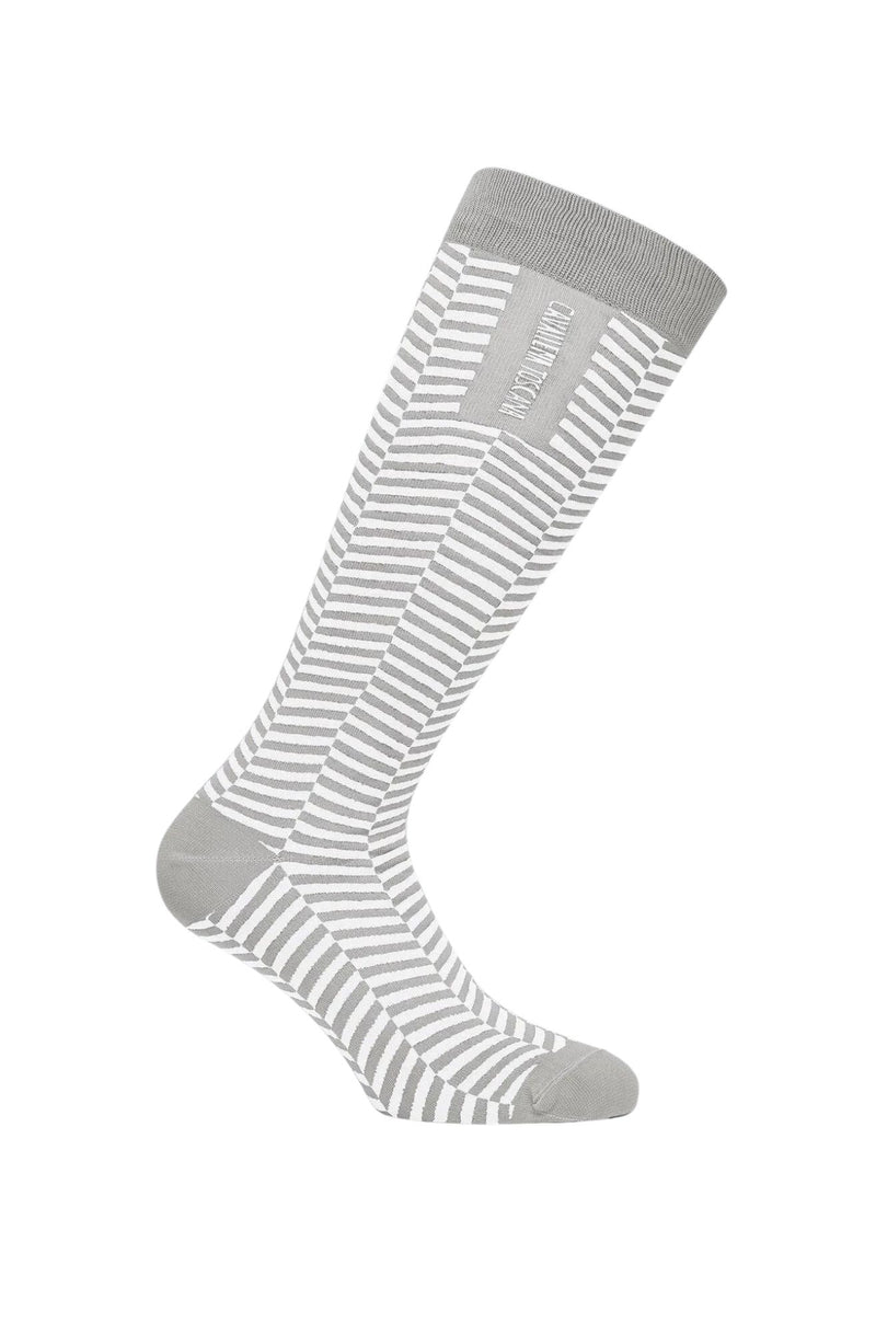 Jacquard Zig Zag Sock - Grey/White