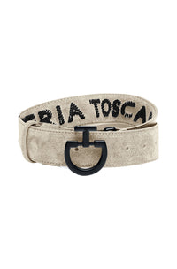 Women's Suede Logo Belt - Sand