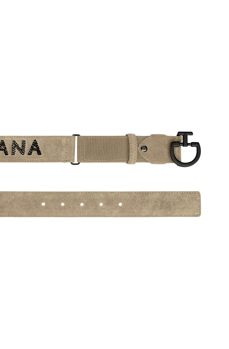 Men's Suede Logo Belt - Cacao