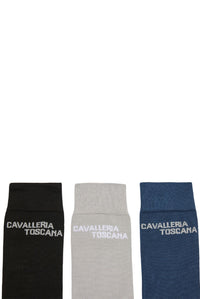 3 Pack Logo Socks - Black/Grey/Navy