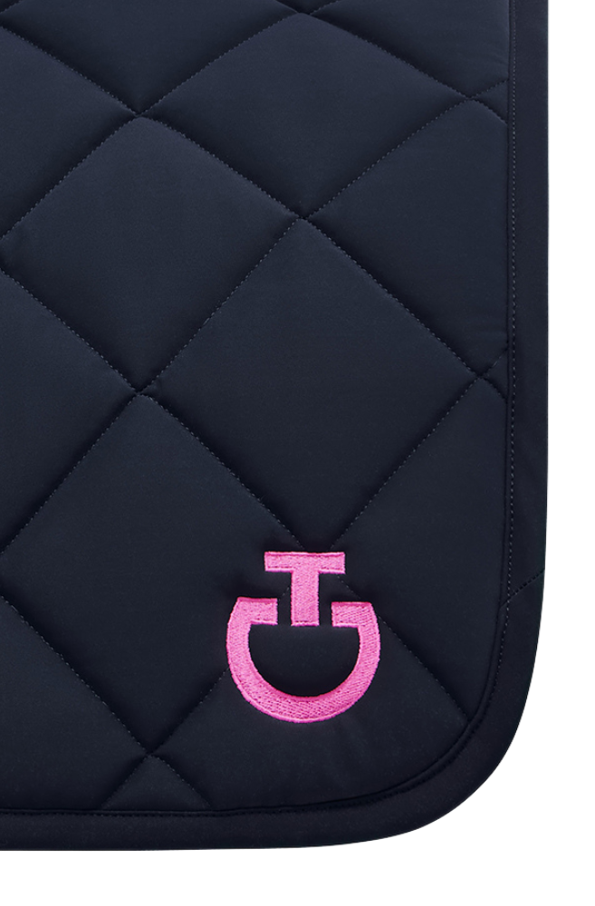 Diamond Quilted Jersey Dressage Saddle Pad - Navy/Fuchsia