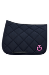 Diamond Quilted Jersey Dressage Saddle Pad - Navy/Fuchsia