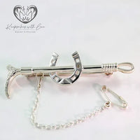 Sterling Silver Horseshoe & Cane Stock Pin