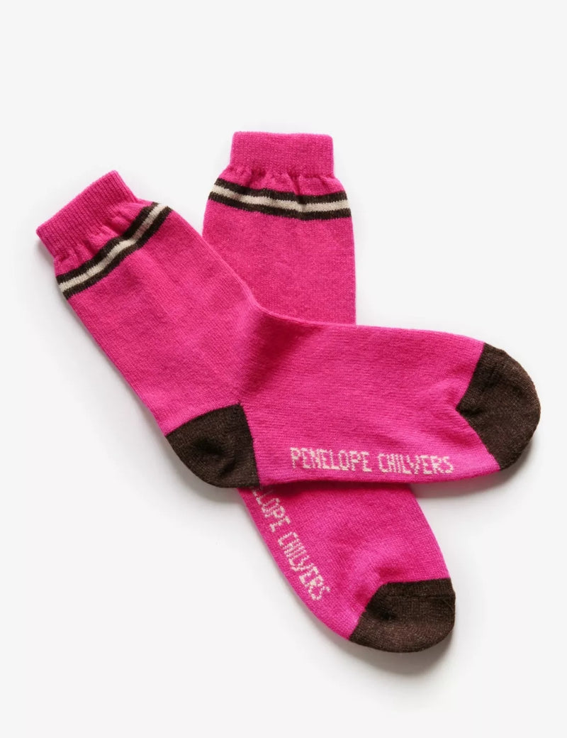 Lambswool Socks - Brown/Pink