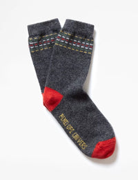 Lambswool Socks - Charcoal/Yellow/Moss/Red