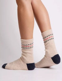 Lambswool Socks - Camel/Navy