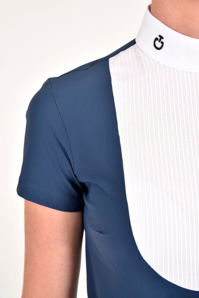 Jersey Pleated Bib Short Sleeve Competition Shirt - Atlantic Blue