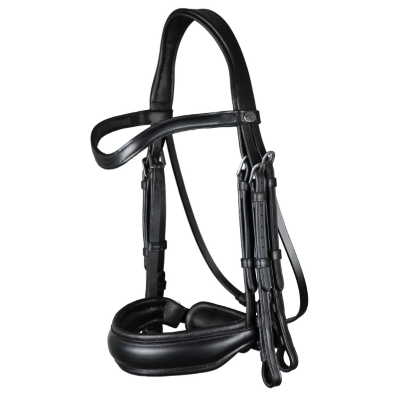 Working Matte Large Crank Noseband Double Bridle - Black